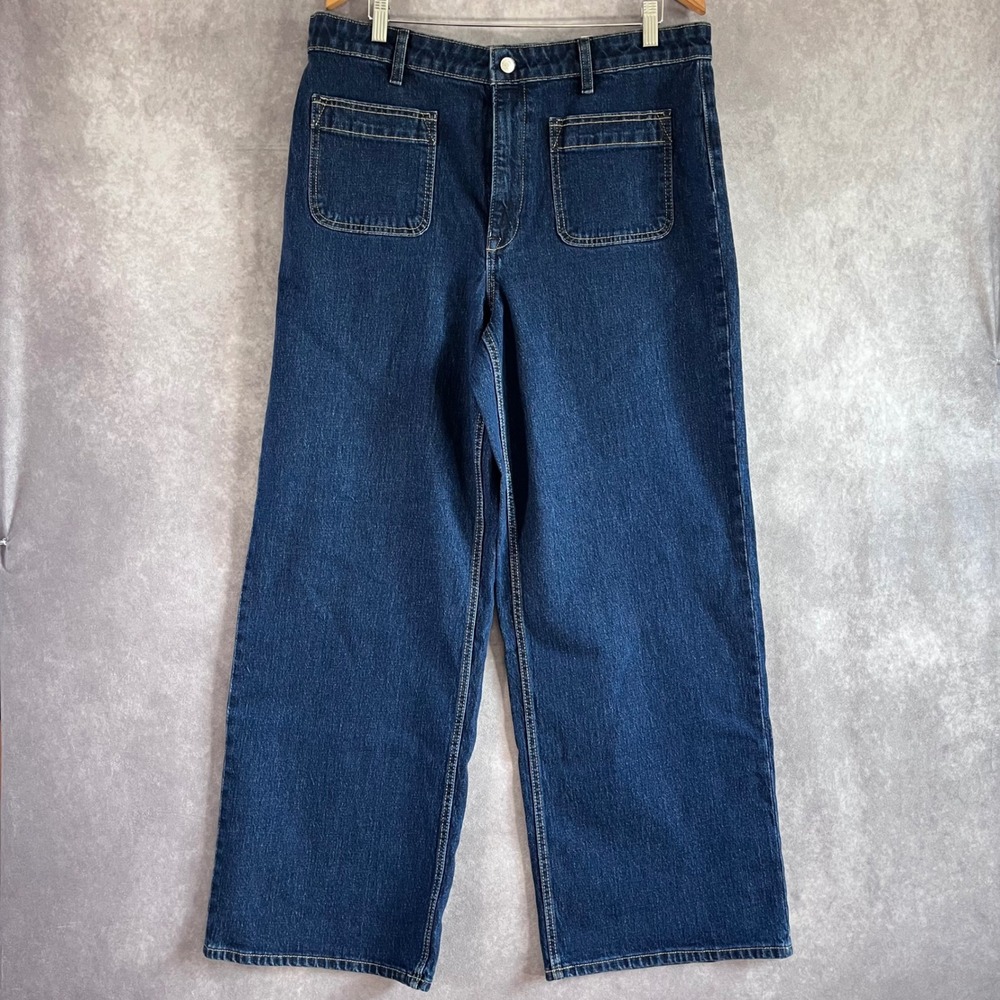 Free Assembly Patch Pocket Jean‎ Womens 16 Obsidian Dark Wash Wide Leg High Rise